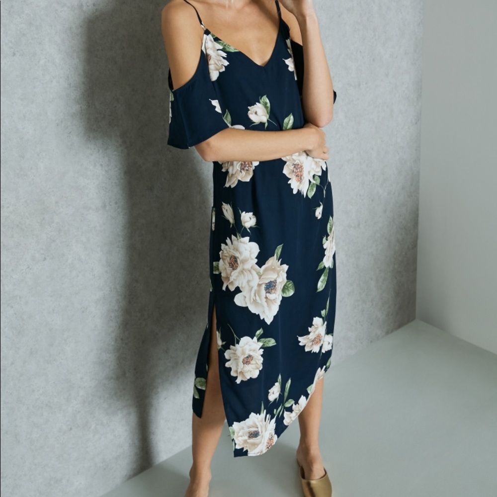 Navy blue ankle dress